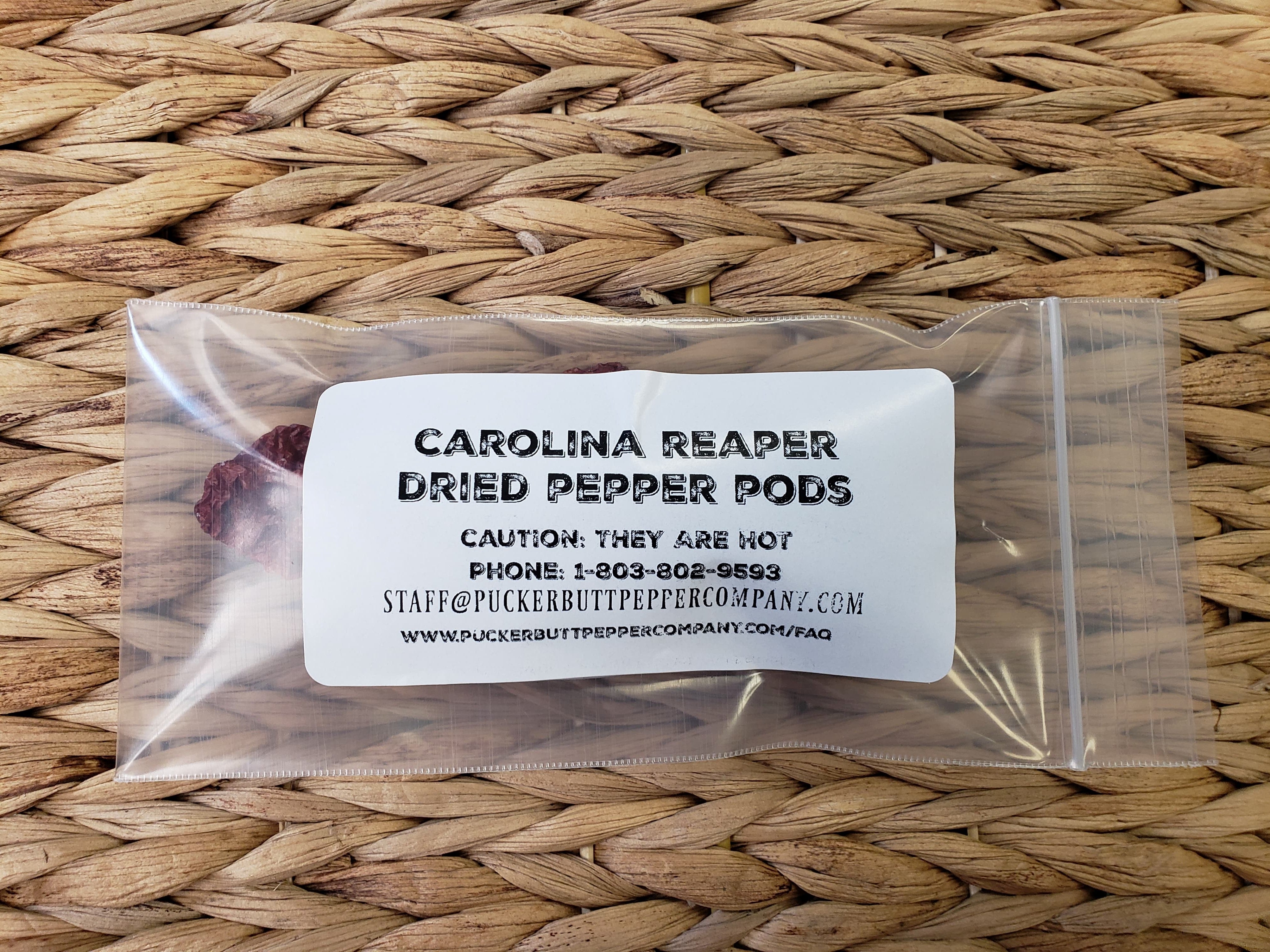 PuckerbuttPepper,  Dried Carolina reaper pepper pods, world’s hottest hot pepper